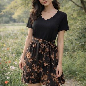 Black and Brown Floral Jumpsuit